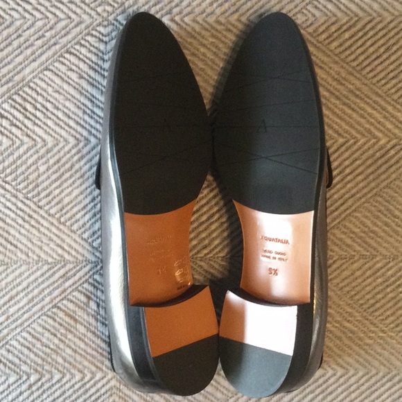 Aquatalia size 9.5 silver and black loafers for women Condition is pristine NWT - Picture 7 of 8